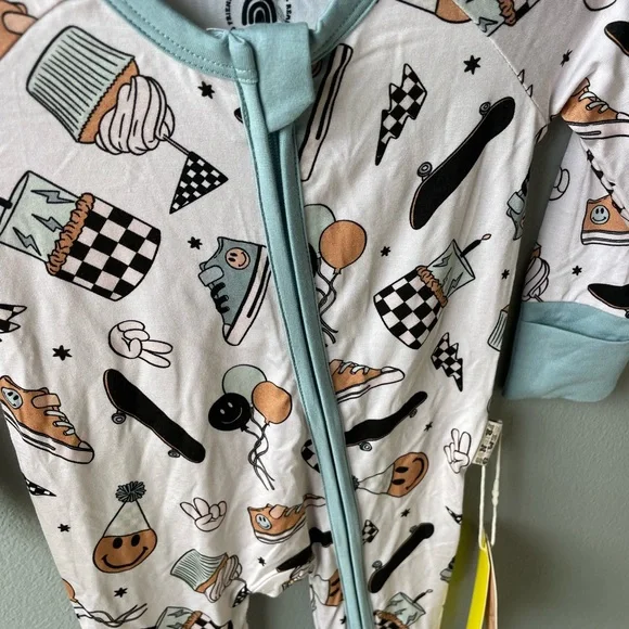 Remi & Friends NWT Bamboo Zippy Pajamas Boys Birthday Print - Picture 2 of 6